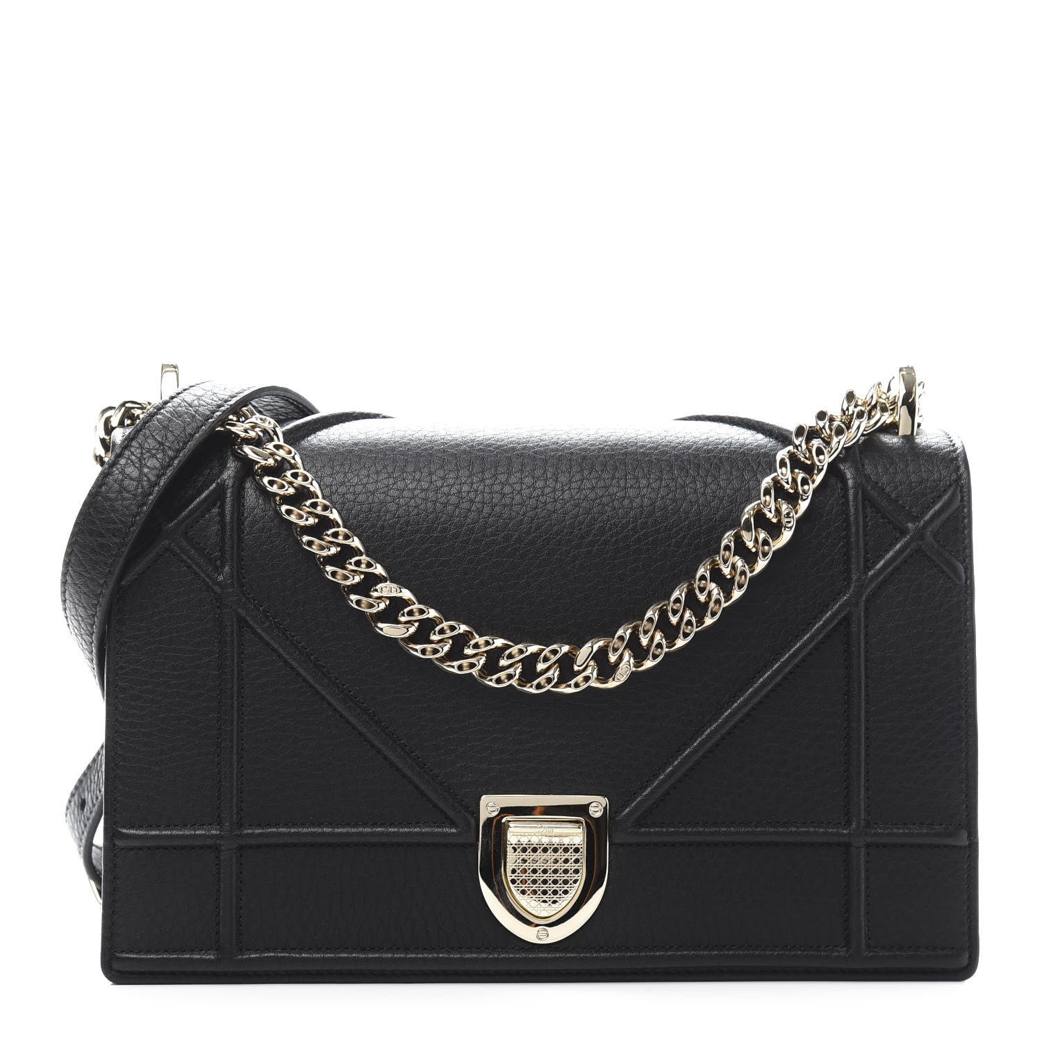 Christian Dior Grained Calfskin Medium Diorama Flap Bag Black 1 of 10