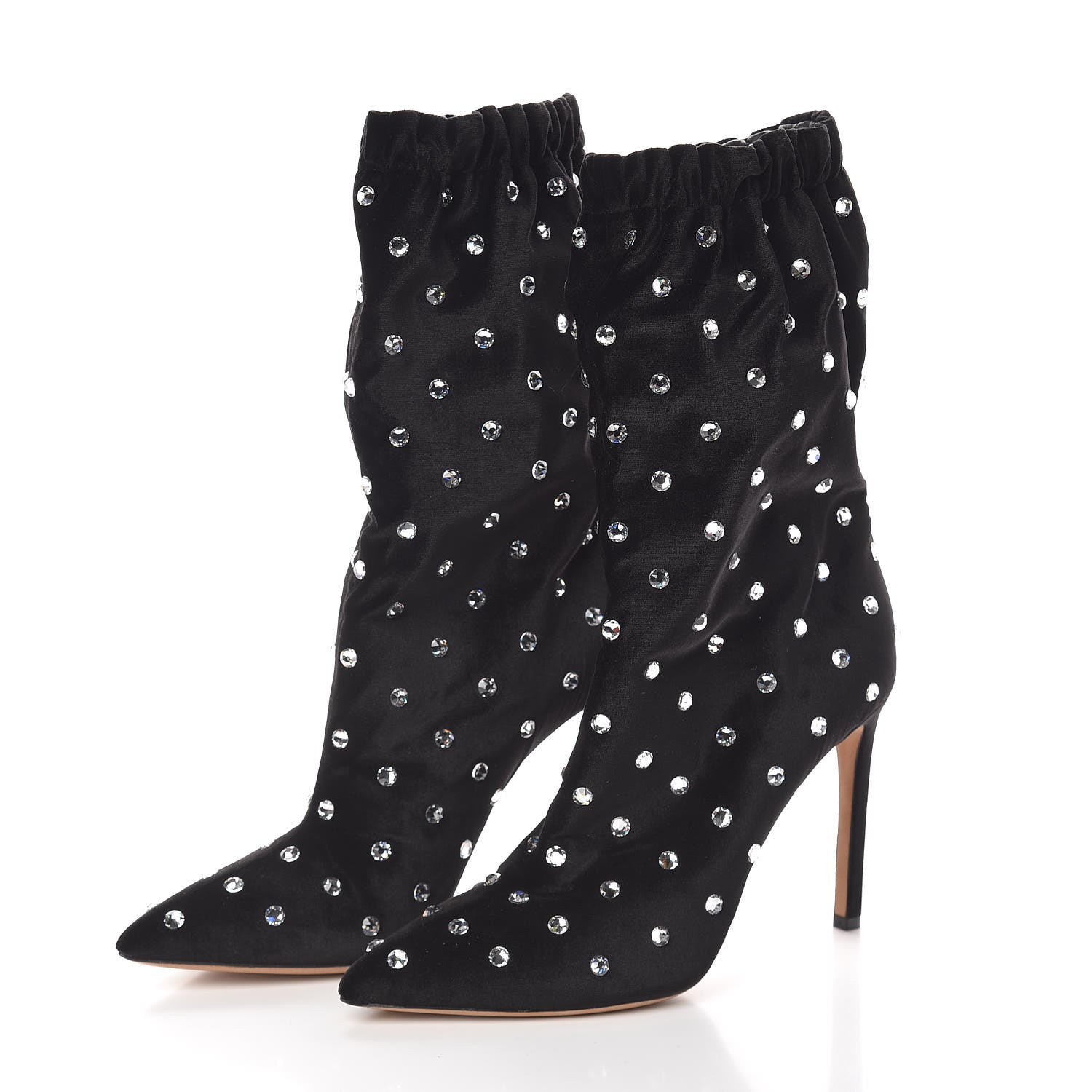 Valentino Garavani Velvet Crystal Ankle Booties 38 Black 3 of 7