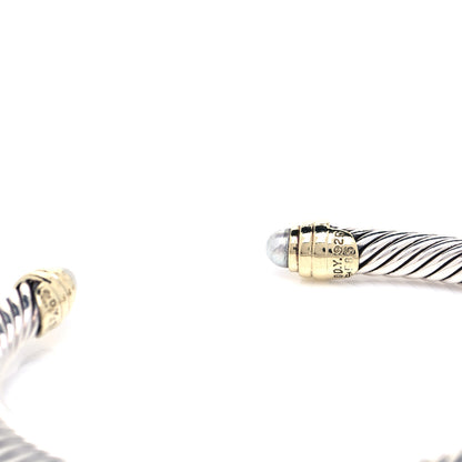 David Yurman Sterling Silver 14K Yellow Gold Pearl 5mm Cable Classics Petite Color Bracelet 4 of 4