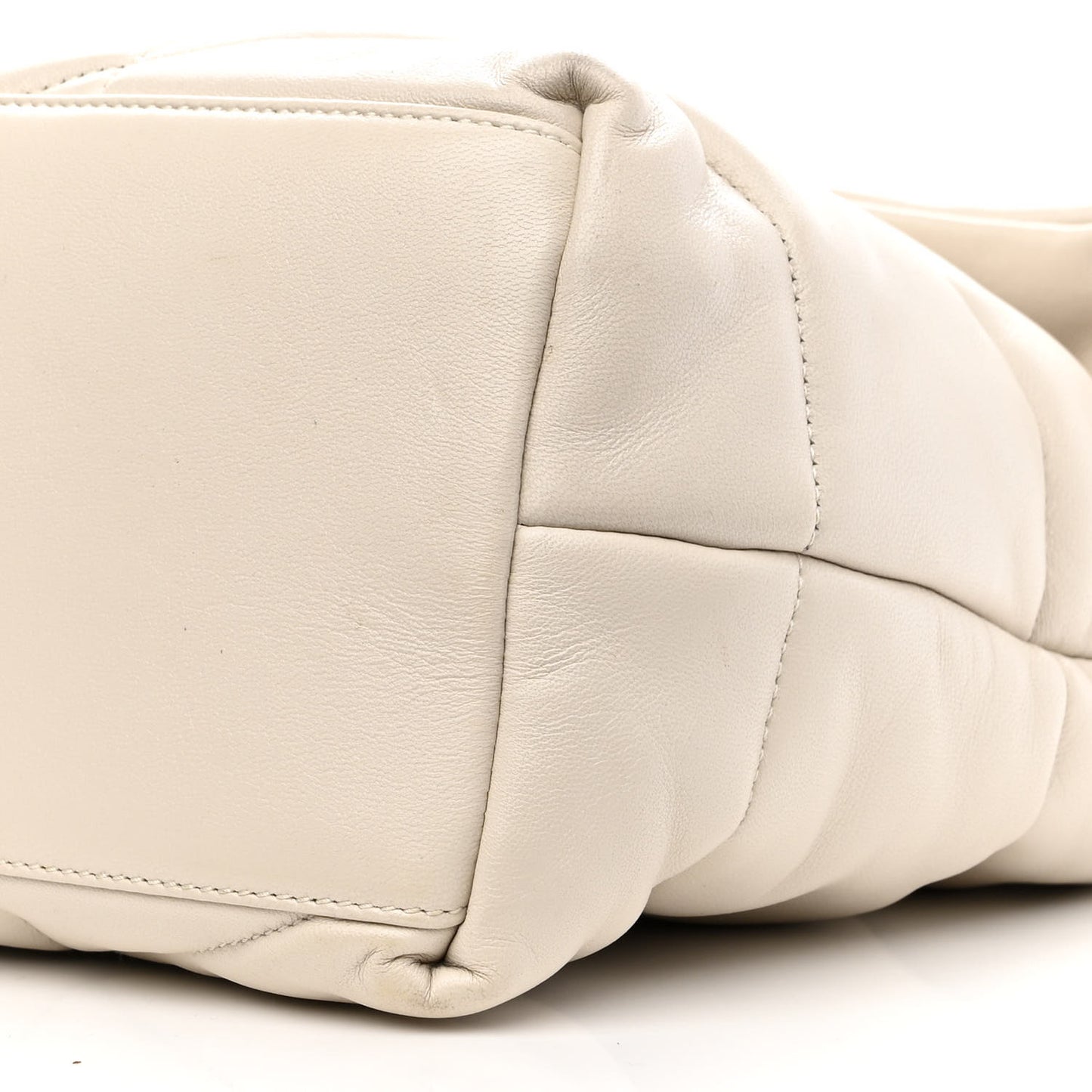 Lambskin Quilted Medium Loulou Puffer Monogram Chain Satchel Crema Soft