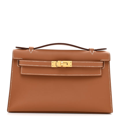 Hermes Swift Kelly Pochette Clutch Gold 1 of 8