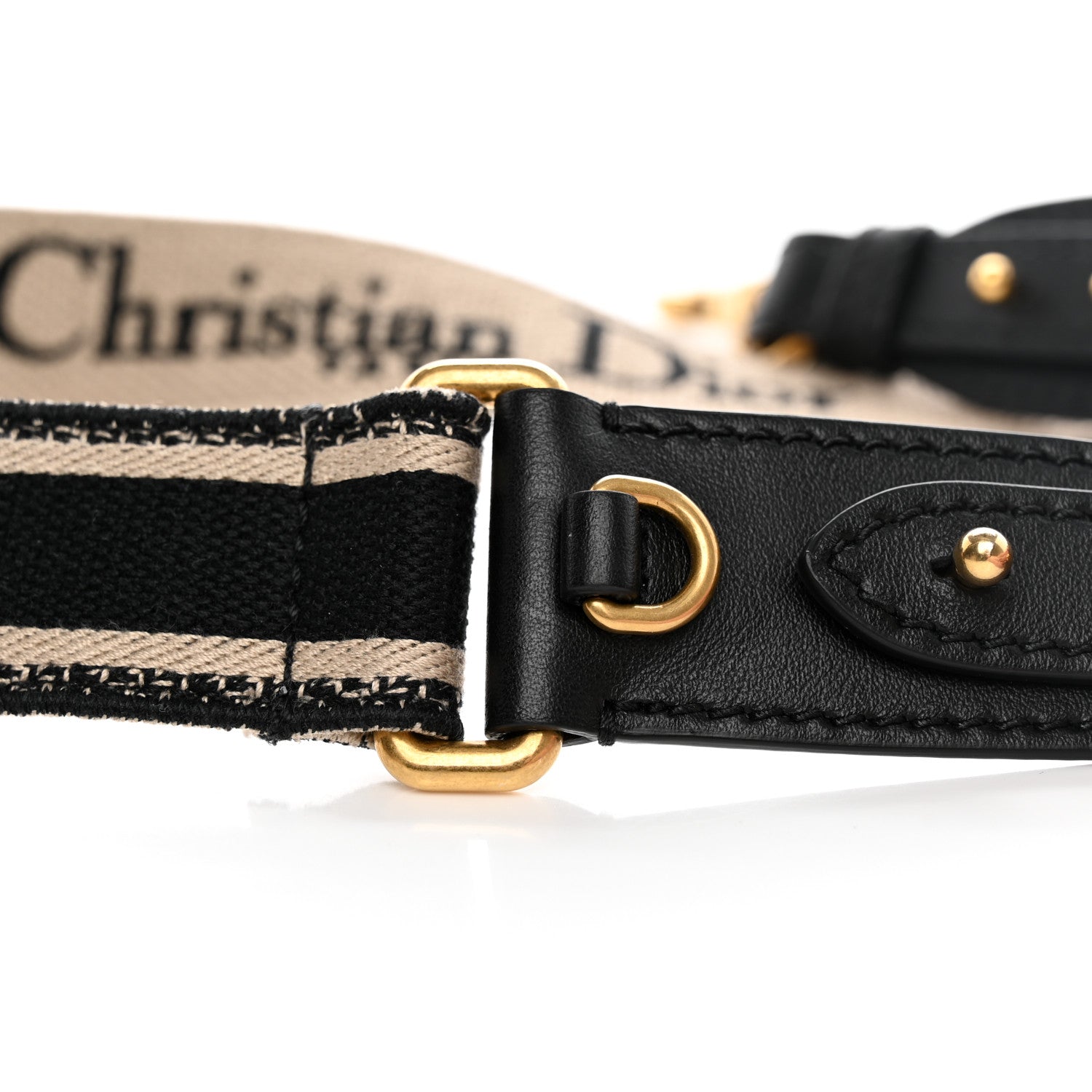 Christian Dior Canvas Embroidered Shoulder Strap Black 5 of 13