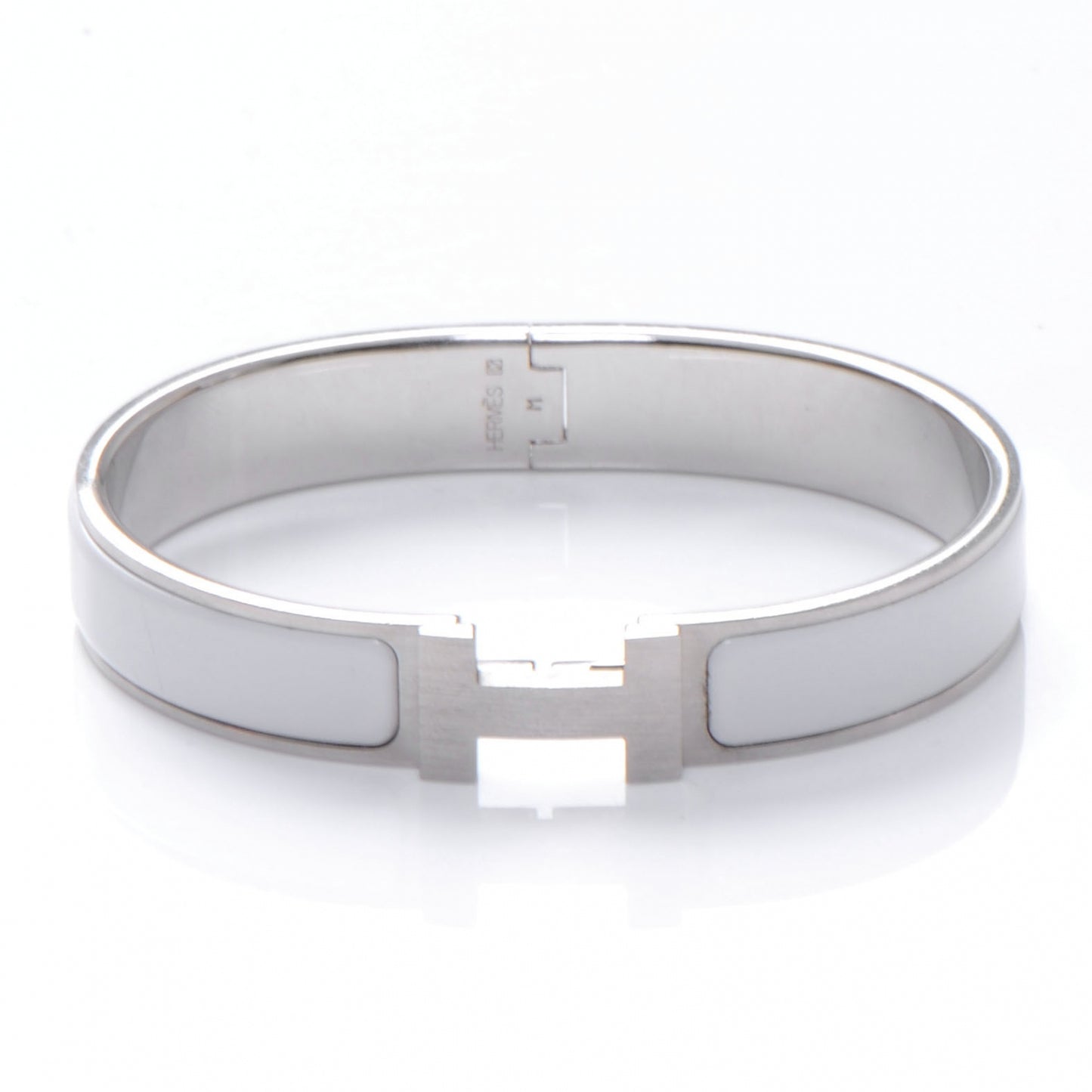 Enamel Clic Clac H Bracelet Narrow White