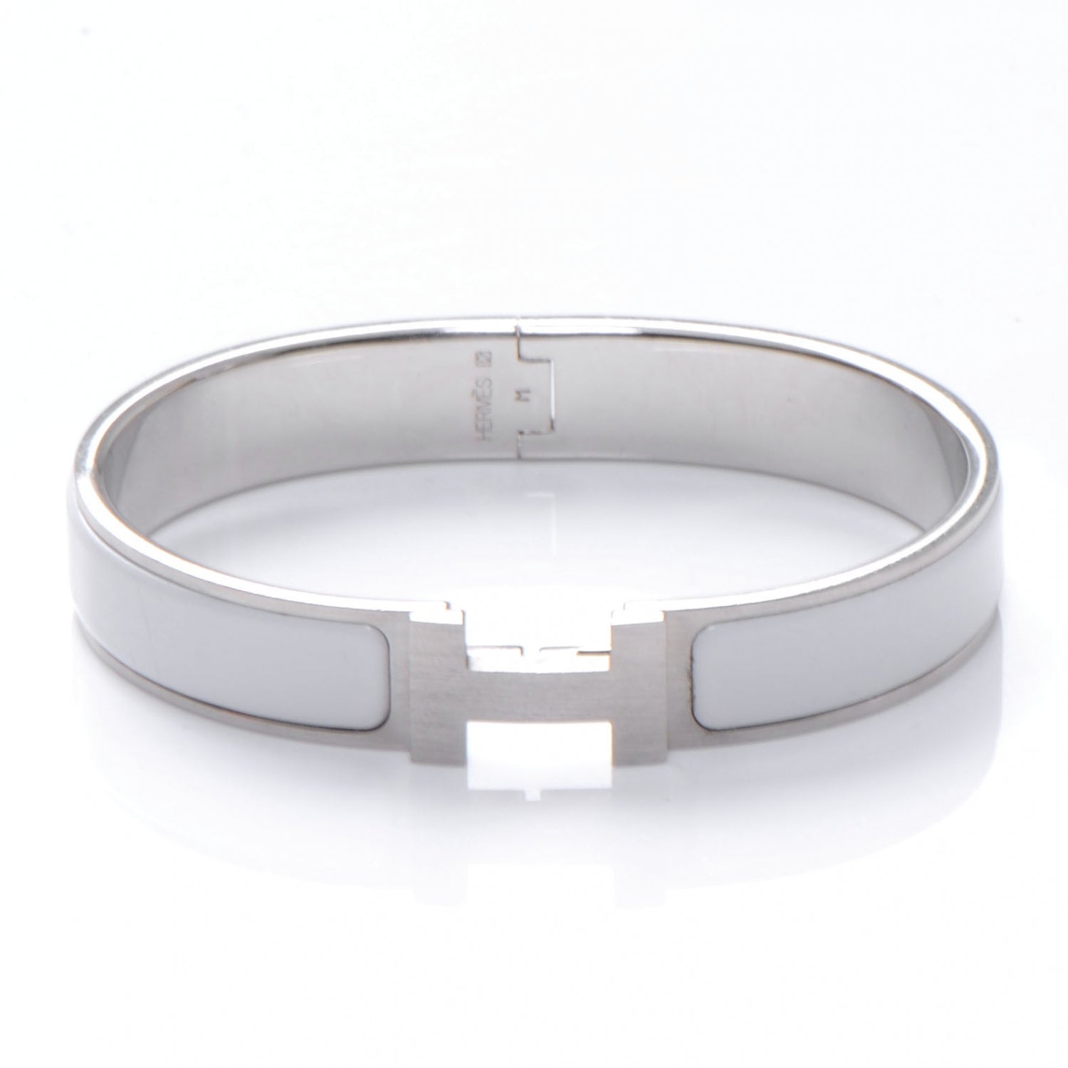 Hermes Enamel Clic Clac H Bracelet Narrow White 1 of 5