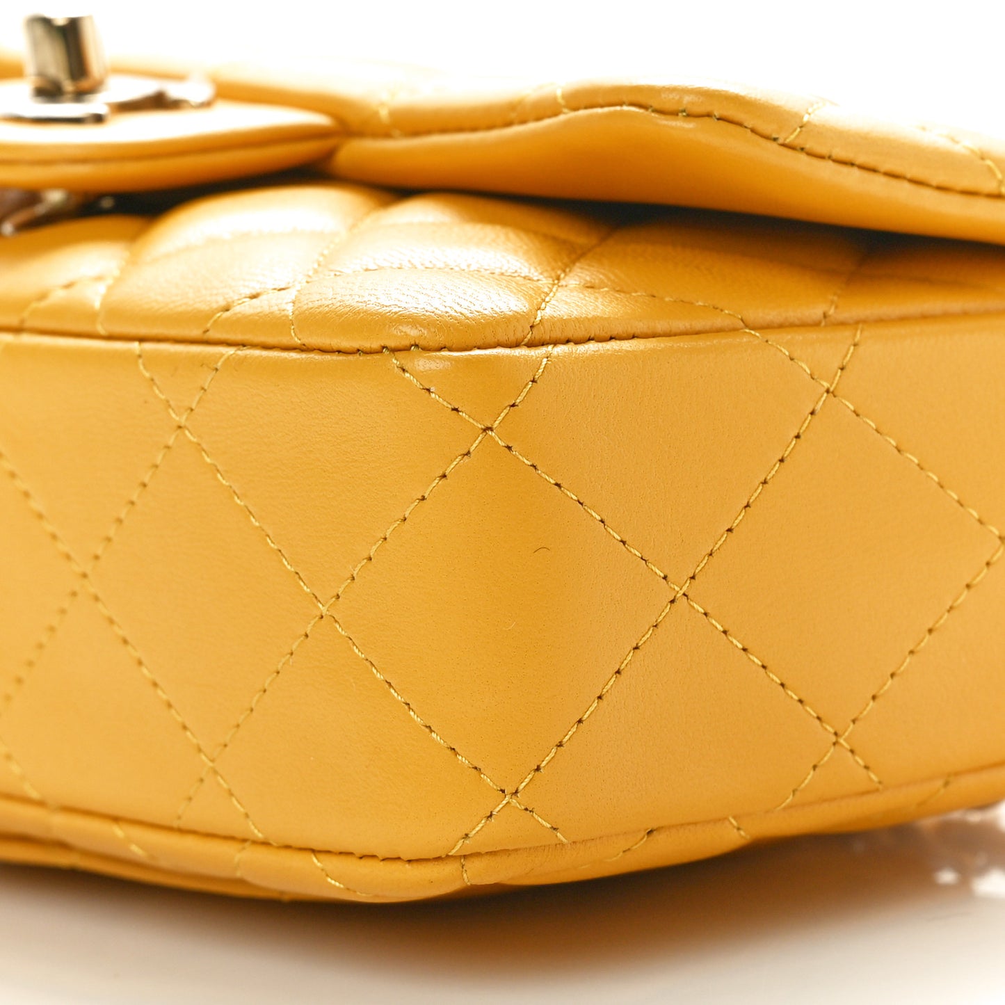 Lambskin Quilted Extra Mini Flap Bag Yellow