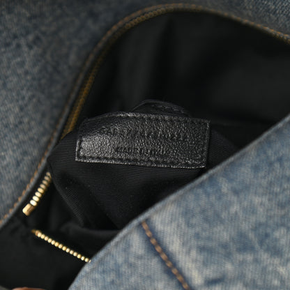 Saint Laurent Denim Quilted Medium Loulou Puffer Monogram Chain Satchel Blue Cinnamon 7 of 10
