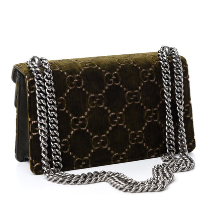 Gucci Velvet Moon Calfskin Crystal GG Monogram Small Dionysus Shoulder Bag Dark Olive Rose Gold 4 of 11