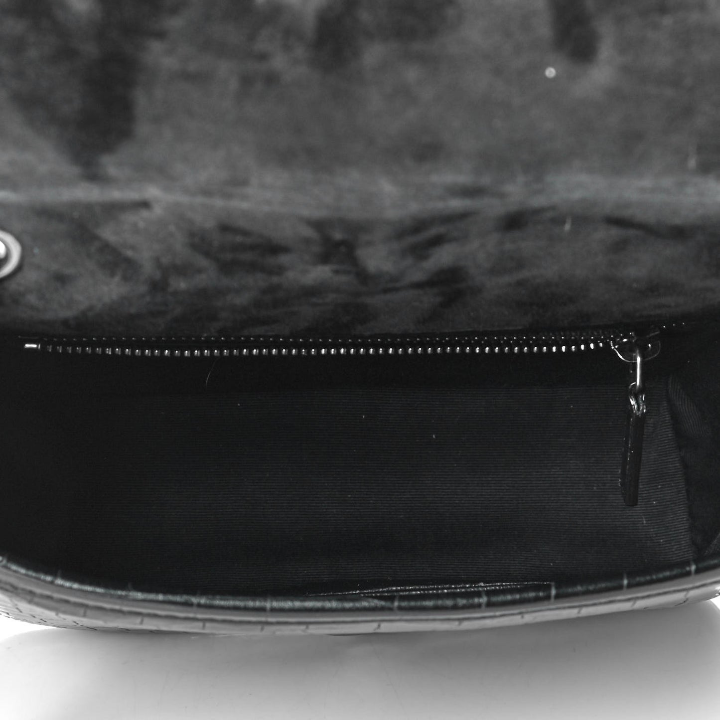 Crocodile Embossed Lambskin Matelasse Monogram Niki Chain Wallet Black