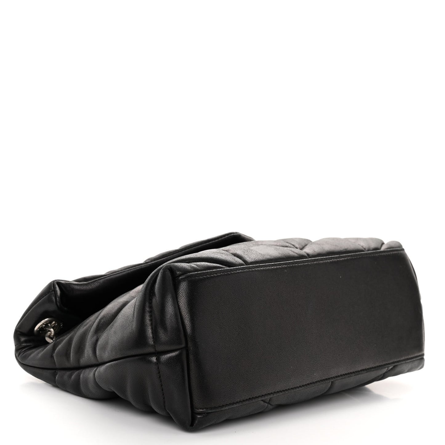 SAINT LAURENT Lambskin Quilted Small Loulou Puffer Monogram Chain Satchel Black