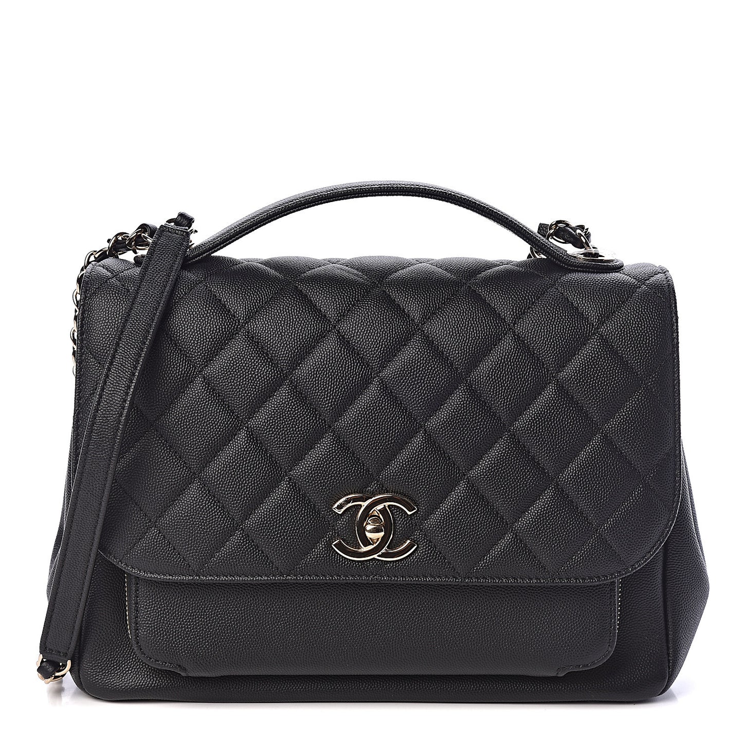 Caviar Quilted Large Business Affinity Flap Black