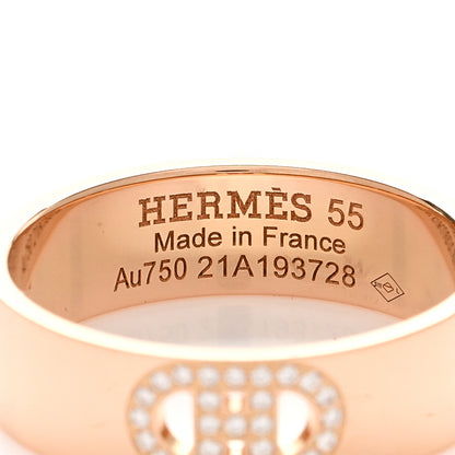 Hermes 18K Rose Gold Diamond PM H D'Ancre Ring 55 7.25 4 of 5