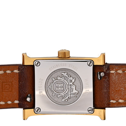 Hermes Stainless Steel Barenia 17.2mm Heure H Hour Double Tour Quartz Watch Fauve 4 of 5