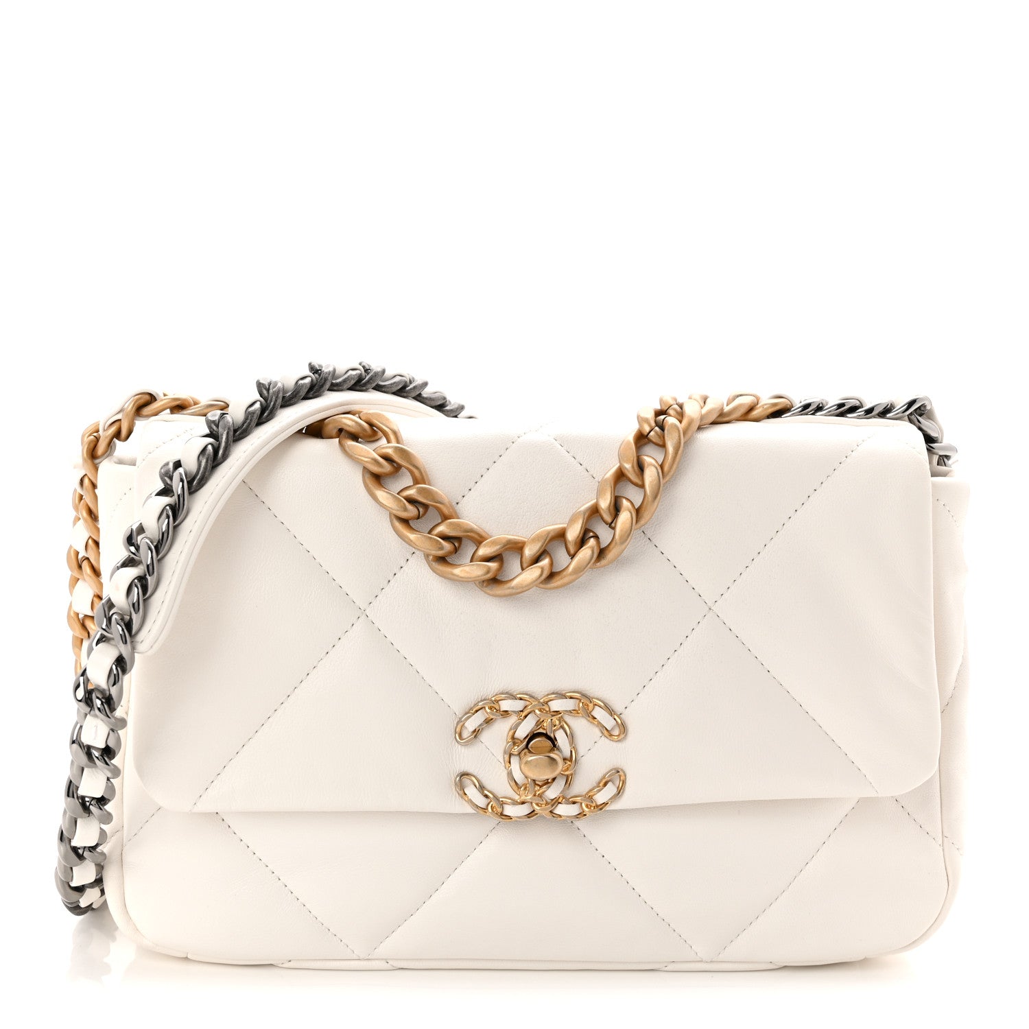 Chanel Goatskin Quilted Medium Chanel 19 Flap White 1 of 11