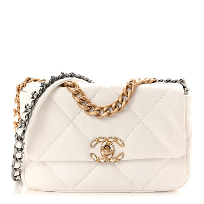 Chanel Goatskin Quilted Medium Chanel 19 Flap White 1 of 11