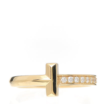 Tiffany 18K Yellow Gold Diamond T T1 Ring 51 5.75 1 of 5