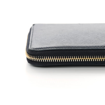Prada Saffiano Metal Large Zip Around Travel Wallet Baltico 12 of 17