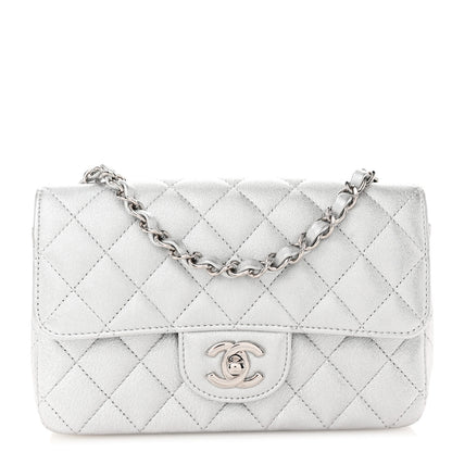 Chanel Metallic Lambskin Quilted Mini Rectangular Flap Silver 1 of 10