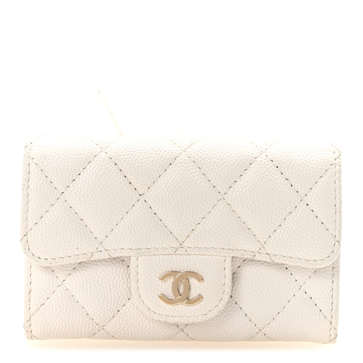 Chanel Caviar Quilted Flap Card Holder Wallet White 1 of 8