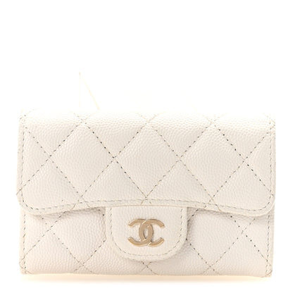 Chanel Caviar Quilted Flap Card Holder Wallet White 1 of 8