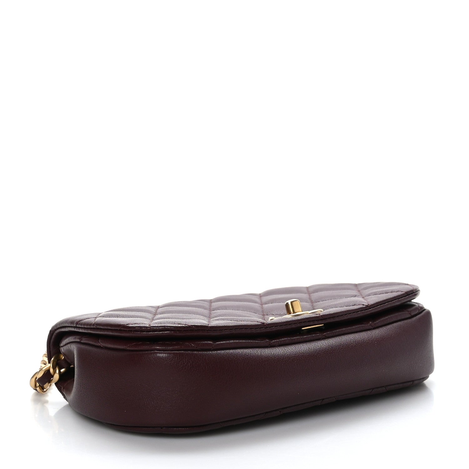 Chanel Calfskin Quilted Coco Mail Clutch With Chain Burgundy 4 of 10