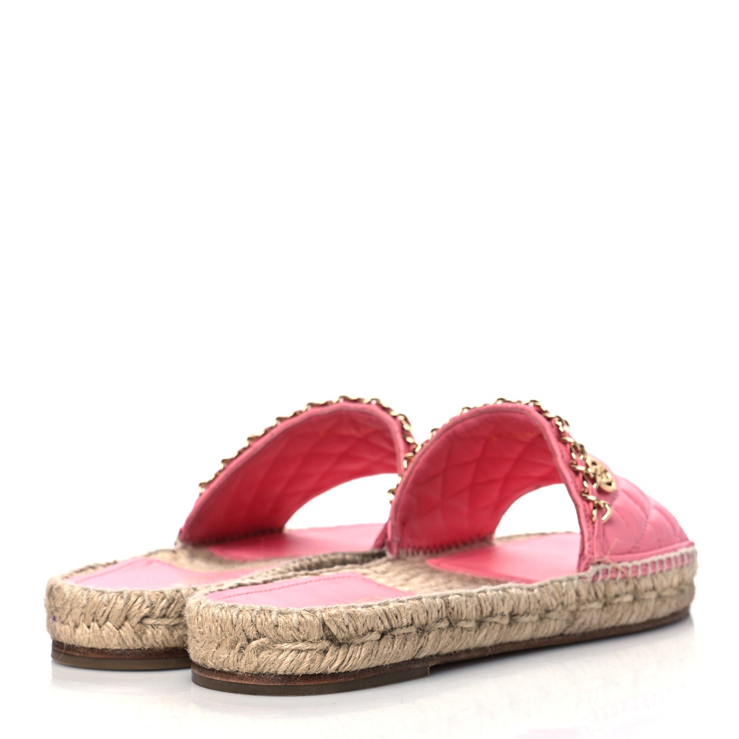 Chanel Lambskin Quilted CC Espadrille Slip On Sandals 39 Pink 4 of 10