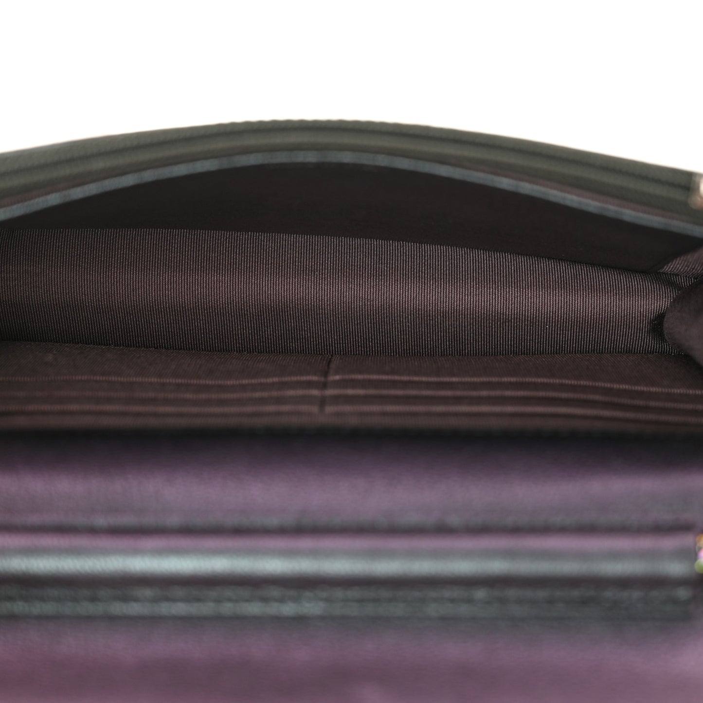 Iridescent Goatskin Quilted Wallet On Chain WOC Purple