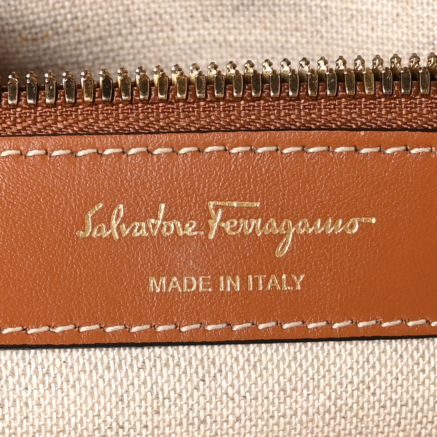 Canvas Calfskin Medium The Studio Bag Beige Brown