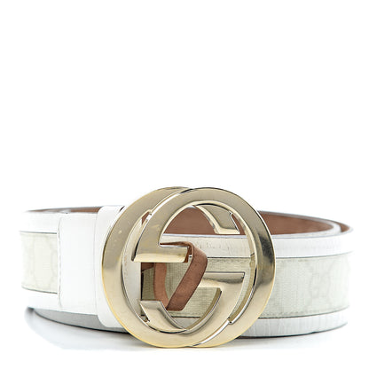 Gucci GG Plus Monogram Calfskin Interlocking G 40mm Belt 85 34 White 1 of 9
