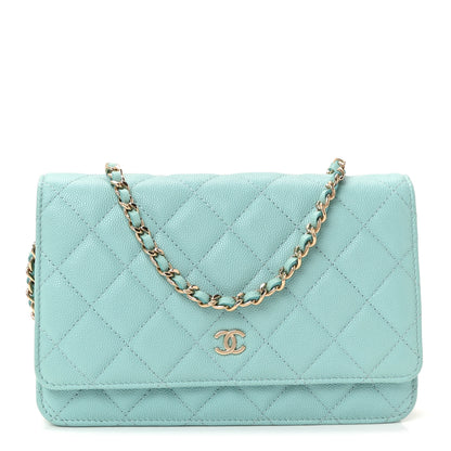 Chanel Caviar Quilted Wallet on Chain WOC Light Blue 1 of 11