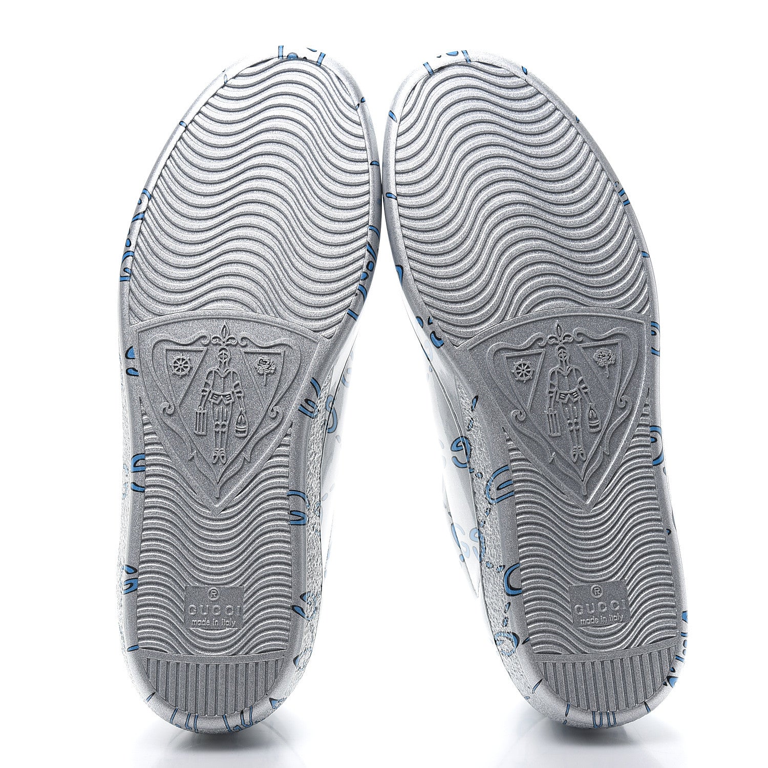 Gucci Miro Rubber Wax GucciGhost Print Mens New Ace Sneakers 7.5 Silver 5 of 8