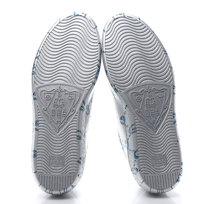 Gucci Miro Rubber Wax GucciGhost Print Mens New Ace Sneakers 7.5 Silver 5 of 8