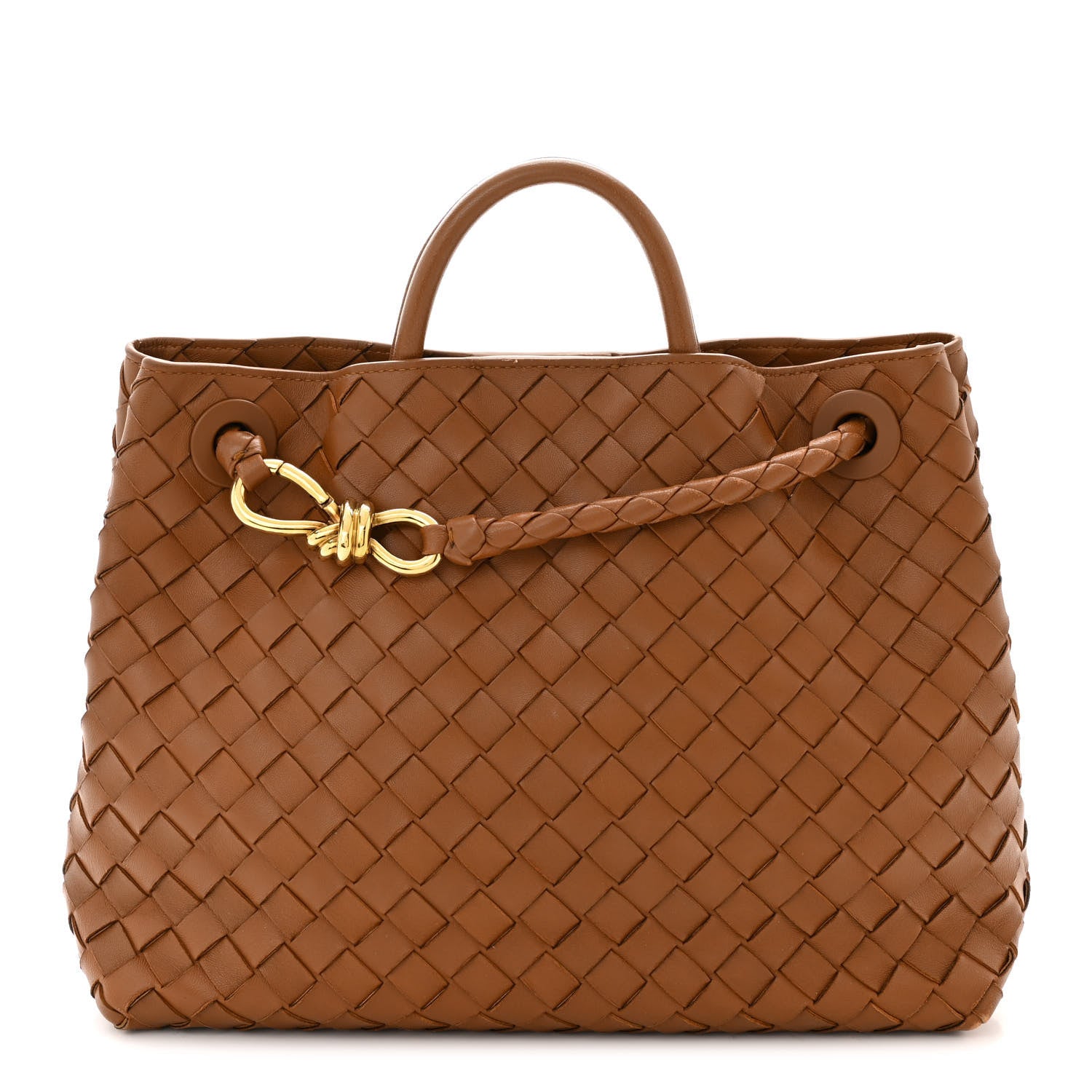 Bottega Veneta Nappa Intrecciato Medium Andiamo Shoulder Bag Cognac 1 of 11