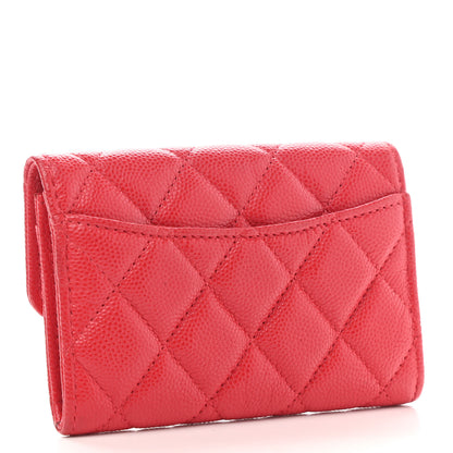 Chanel Caviar Quilted Flap Card Holder Wallet Red 3 of 9