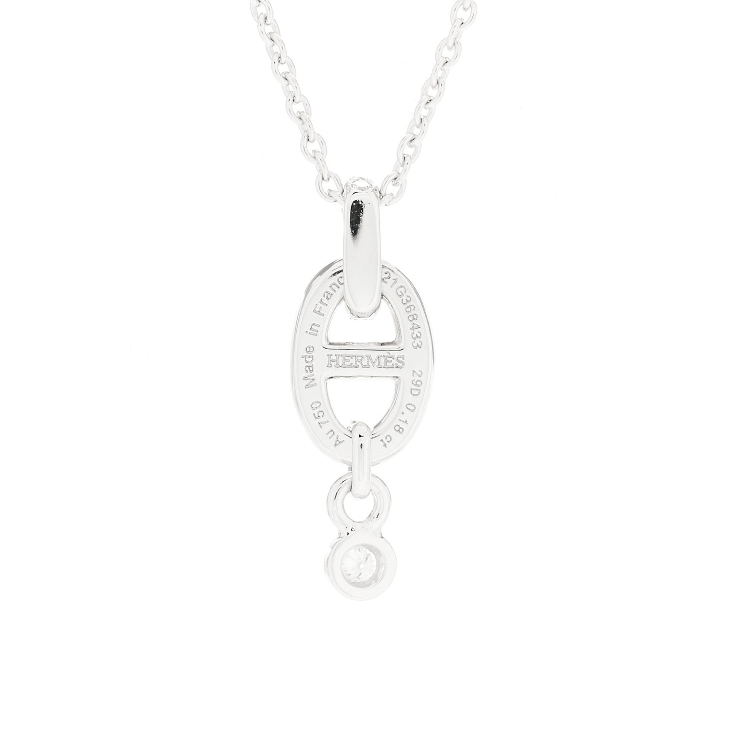 18K White Gold Diamond PM Chaine d'Ancre Enchainee Necklace