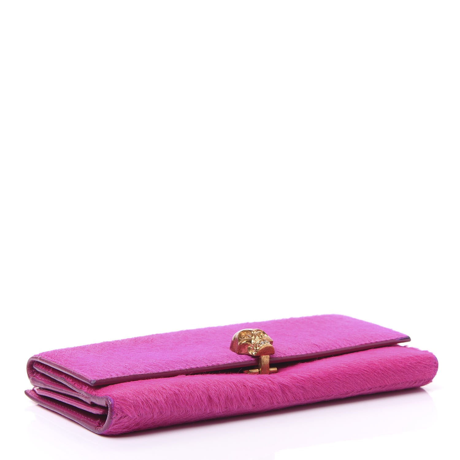 Alexander McQueen Calf Hair Skull Continental Wallet Bright Pink 3 of 8