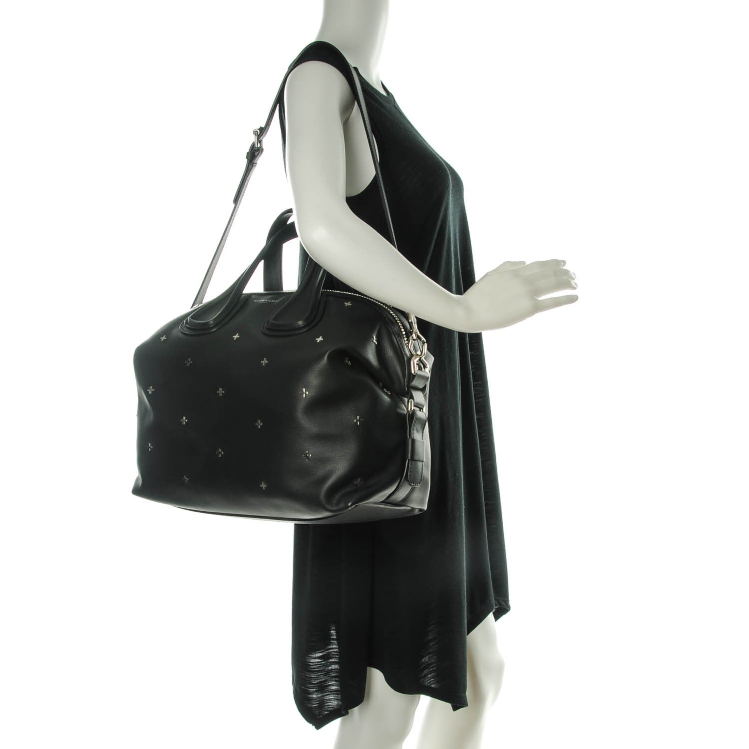 Givenchy Waxy Grained Calfskin Cross Embellished Medium Nightingale Black 2 of 7
