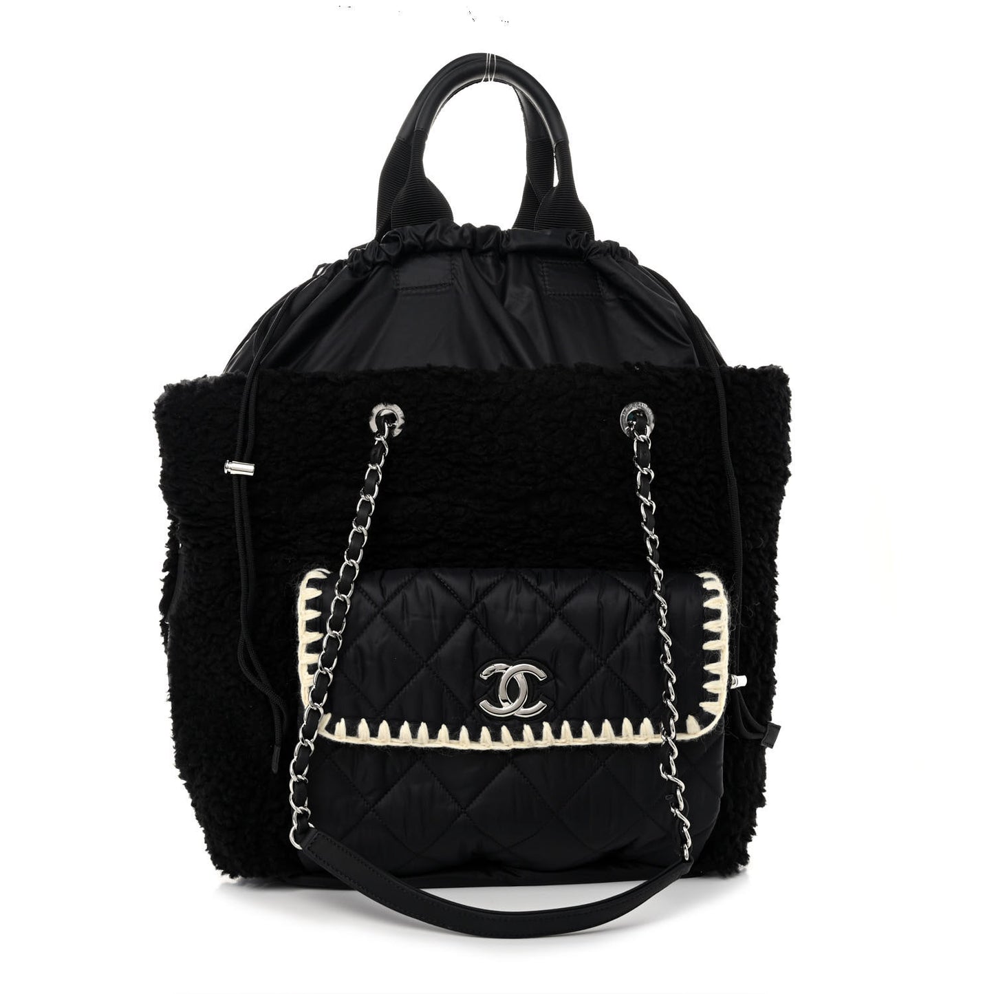 Wool Nylon Quilted Coco Neige Tote Black