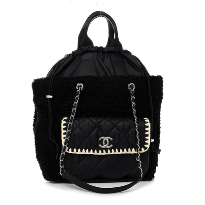 Chanel Wool Nylon Quilted Coco Neige Tote Black 1 of 9