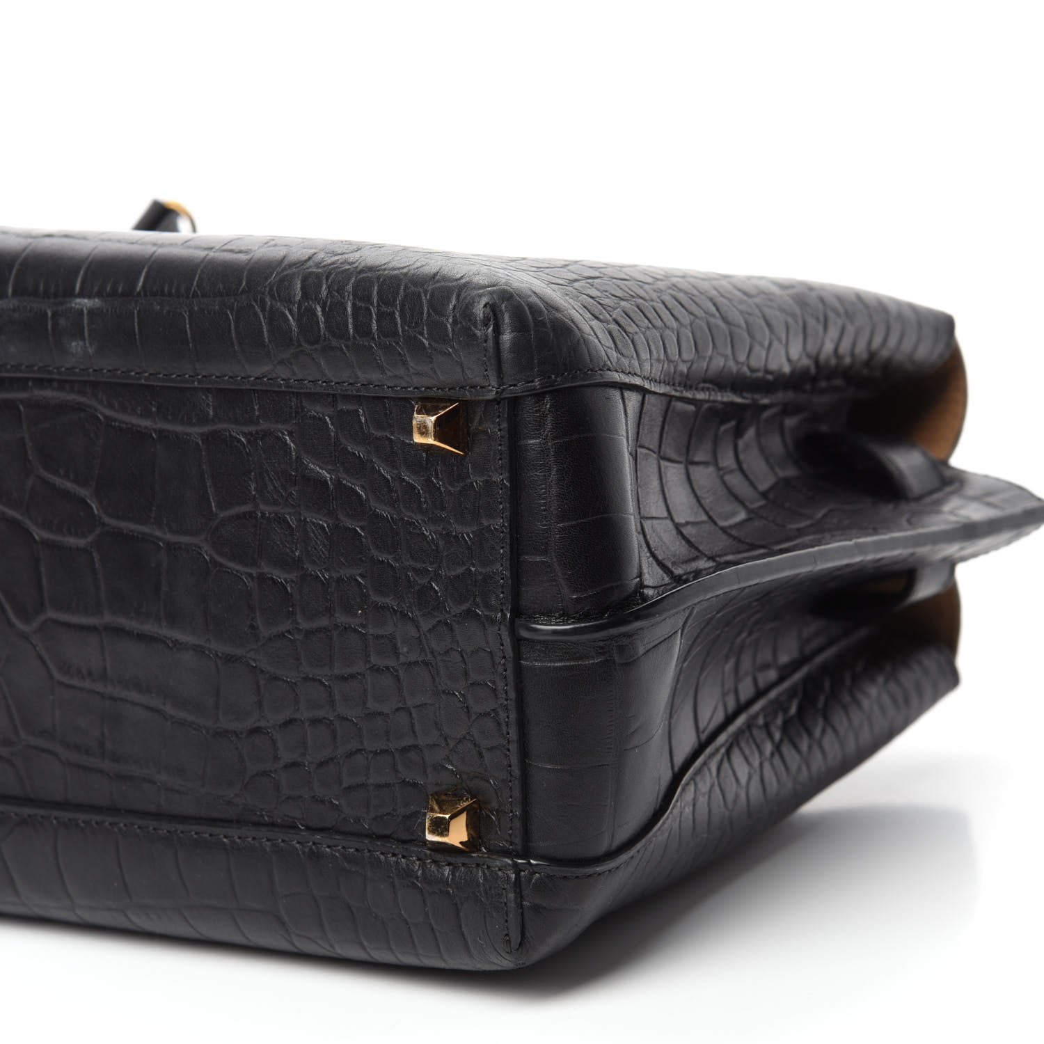 MCM Calfskin Crocodile Embossed Medium Milla Tote Black 7 of 8