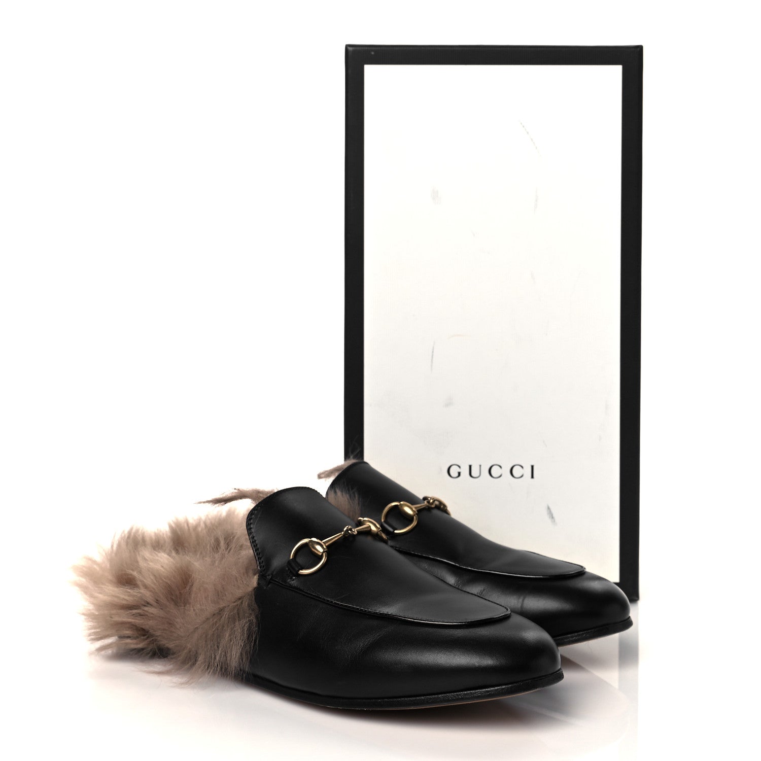 Gucci Calfskin Fur Womens Princetown Slippers 39.5 Black 10 of 10