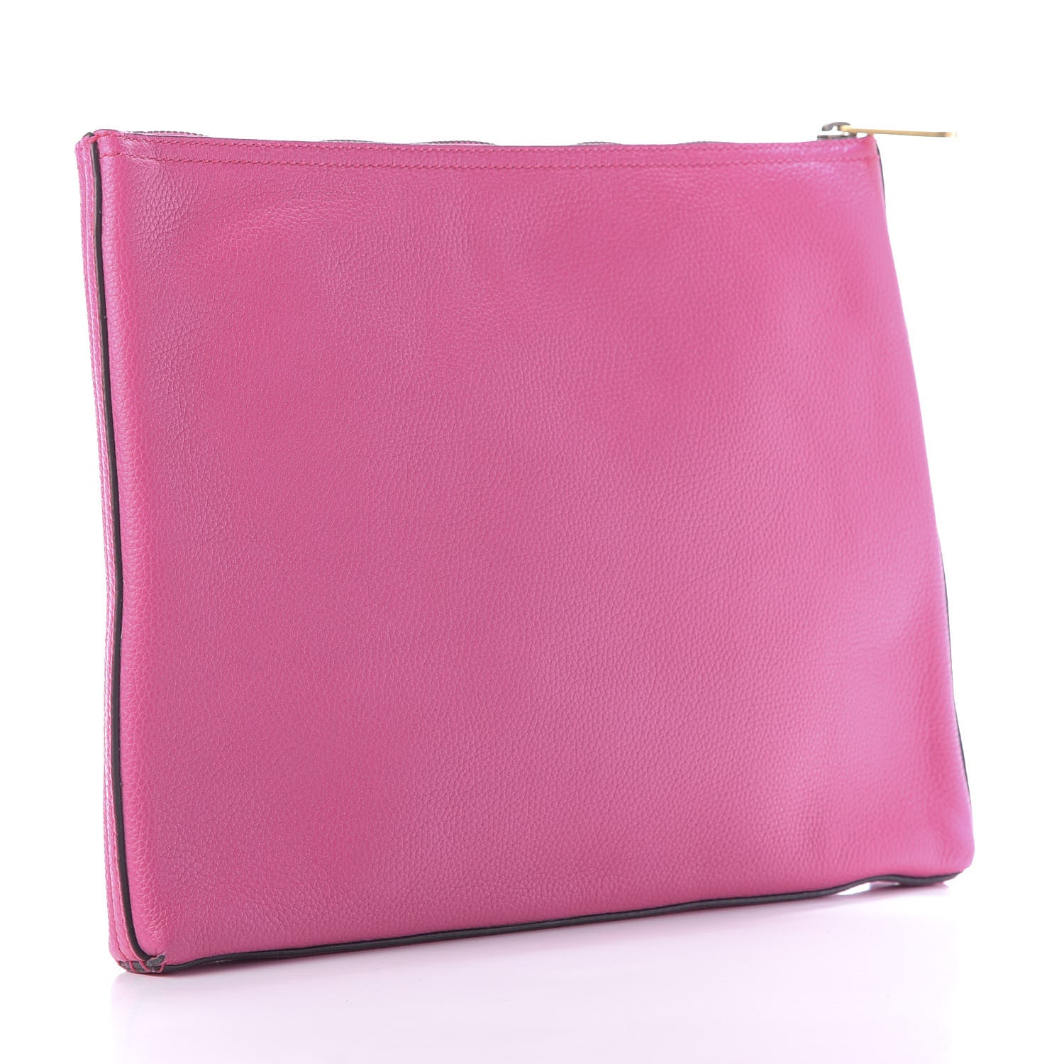 Gucci Pebbled Calfskin Medium Logo Portfolio Clutch Box Pink Green 3 of 11