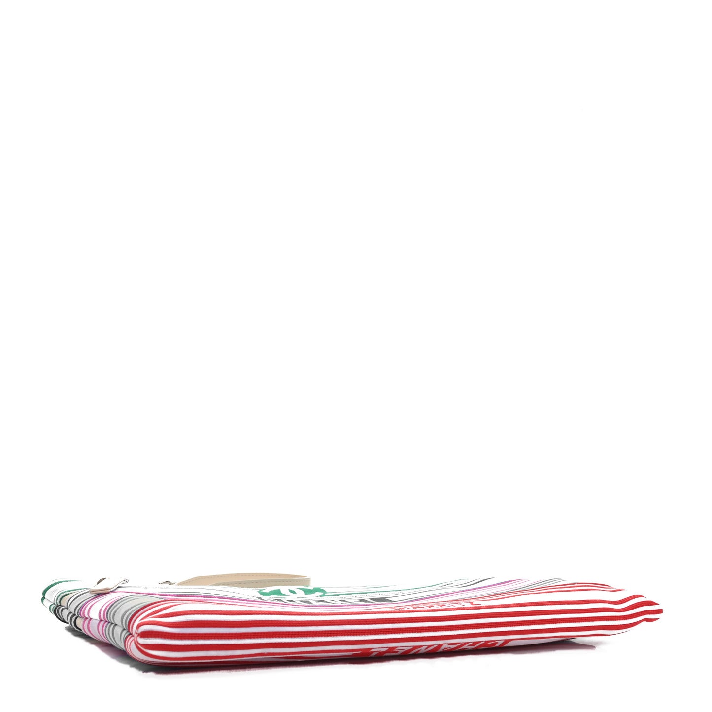 Mixed Fibers Lambskin Venise Biarritz Pouch White Multicolor