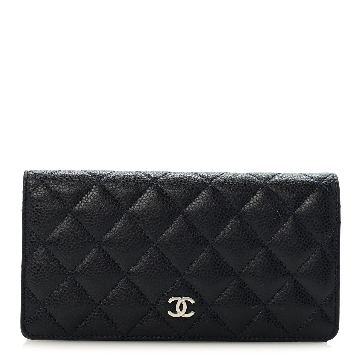 Caviar Quilted Yen Wallet Dark Blue