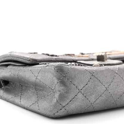 Chanel Metallic Calfskin Quilted Lucky Charms 2.55 Reissue 224 Flap Dark Silver 9 of 14