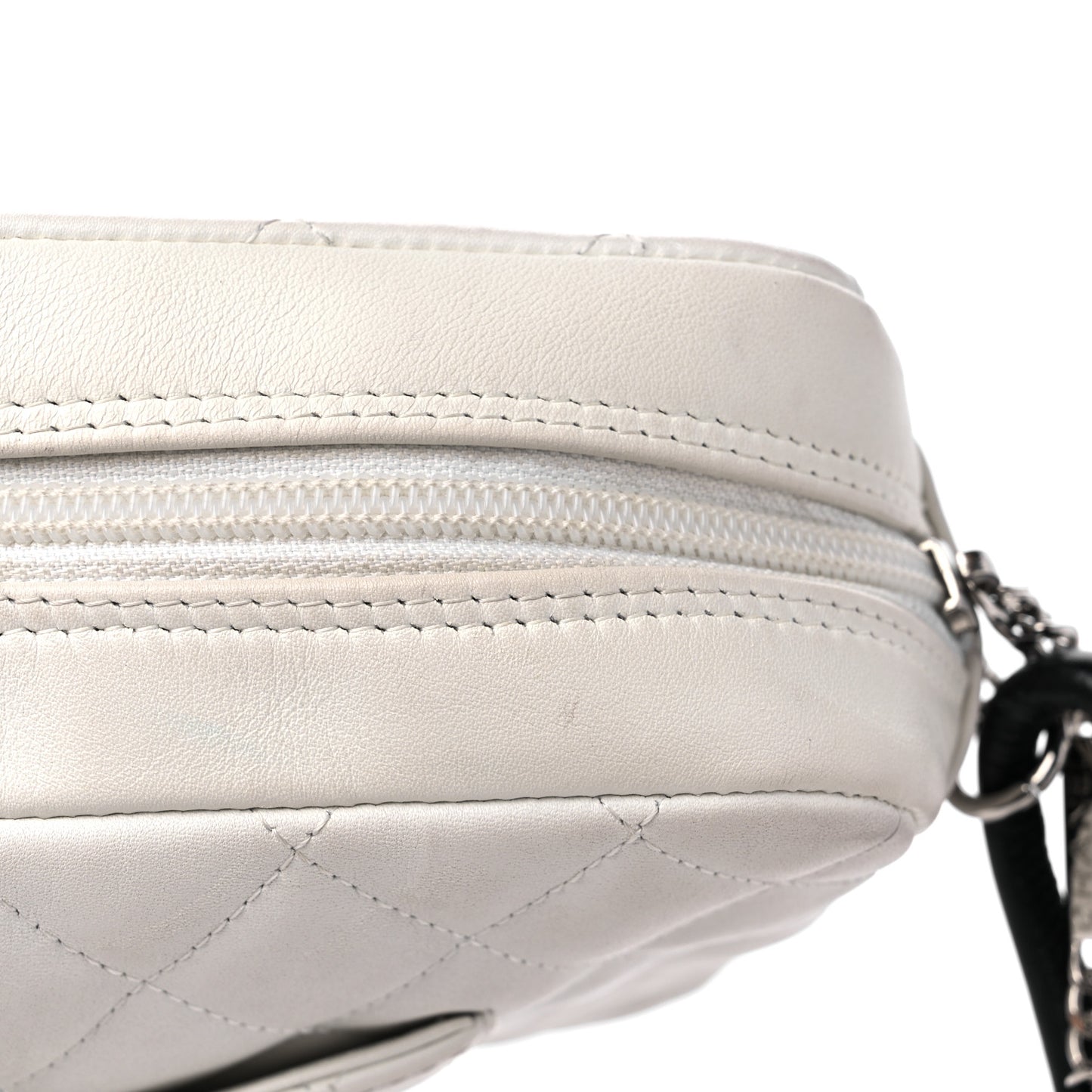 Calfskin Python Quilted Cambon Camera Case White