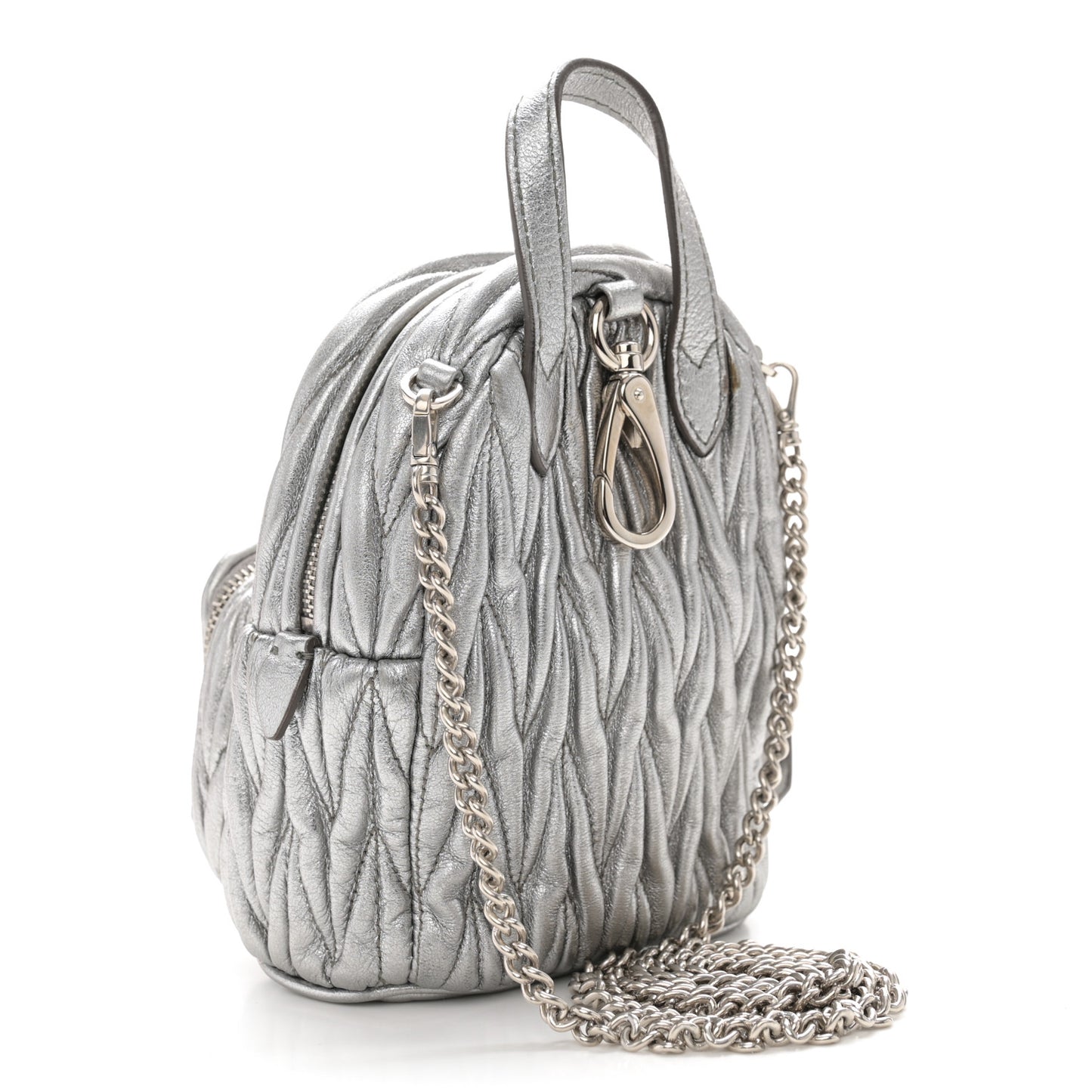 Metallic Nappa Matelasse Lux Mini Backpack Cromo