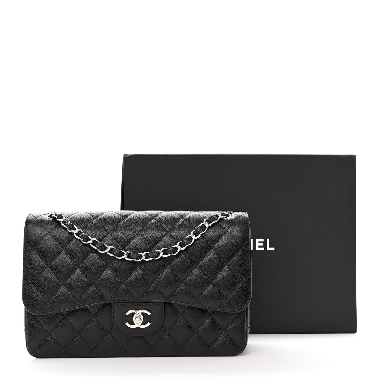 Caviar Quilted Jumbo Double Flap Black