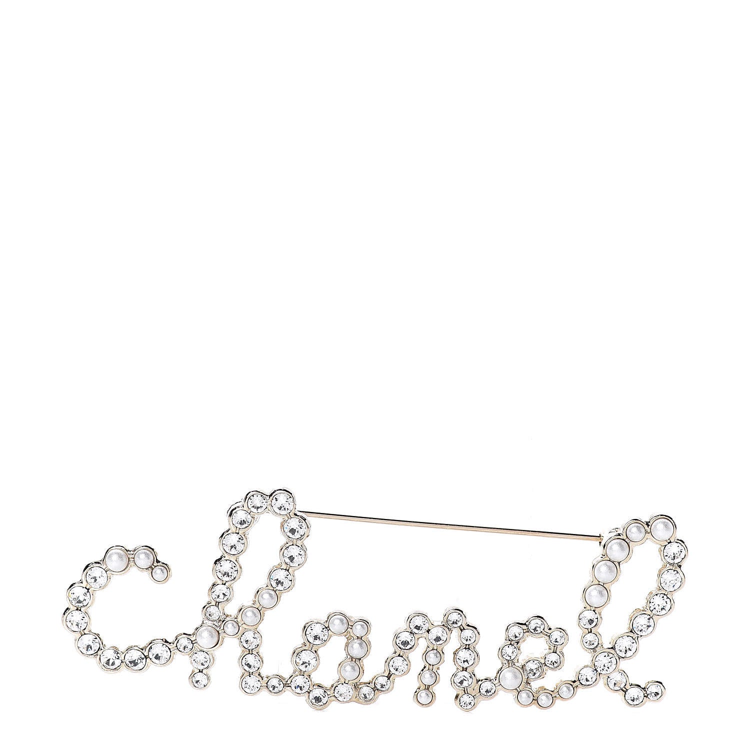 Chanel Metal Glass Swirling Pearls Brooch Pin Gold 1 of 5