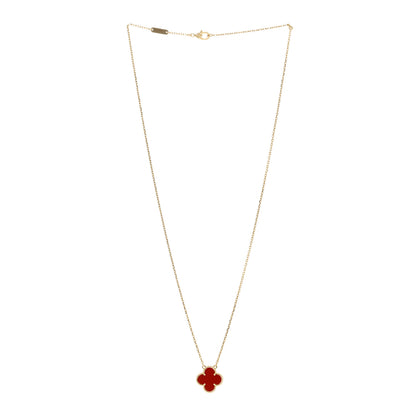 Van Cleef & Arpels 18K Yellow Gold Carnelian Vintage Alhambra Pendant Necklace 3 of 5