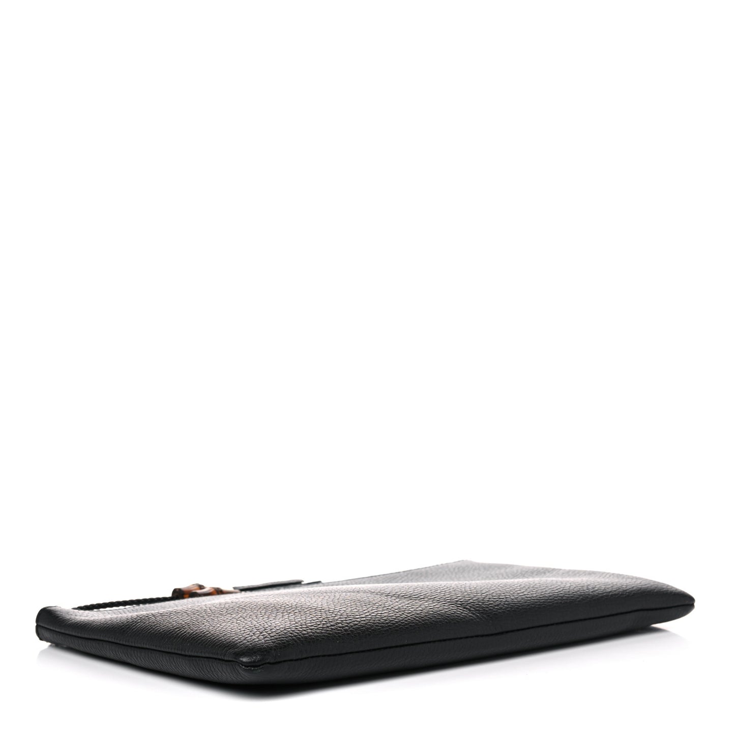 Pebbled Calfskin Large Bamboo Clutch Black